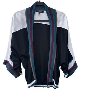 Weekend Max Mara Striped Kimono‎ Cardigan Sweater Women Small Silk Angora Wool